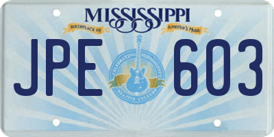 MS license plate JPE603