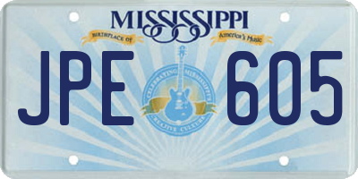 MS license plate JPE605