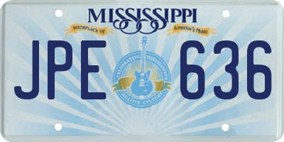 MS license plate JPE636