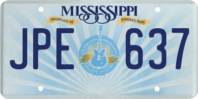 MS license plate JPE637