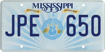 MS license plate JPE650