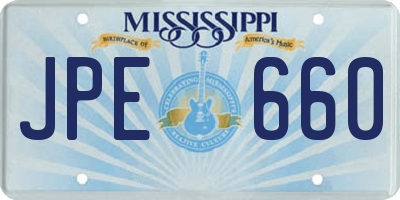 MS license plate JPE660