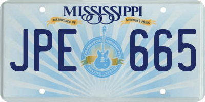 MS license plate JPE665