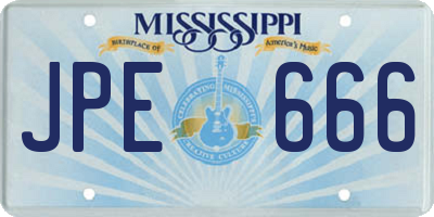 MS license plate JPE666