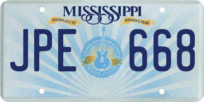 MS license plate JPE668