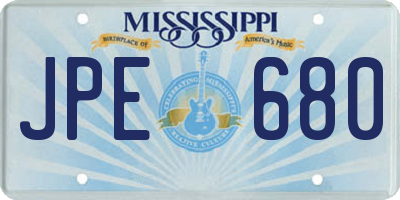 MS license plate JPE680