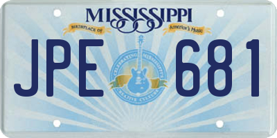 MS license plate JPE681