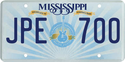 MS license plate JPE700