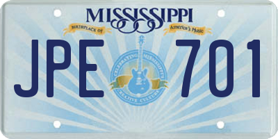 MS license plate JPE701
