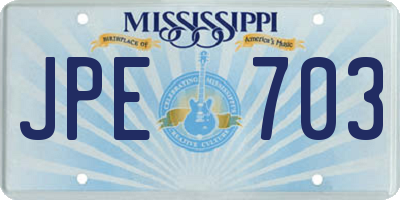 MS license plate JPE703