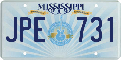 MS license plate JPE731
