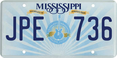 MS license plate JPE736