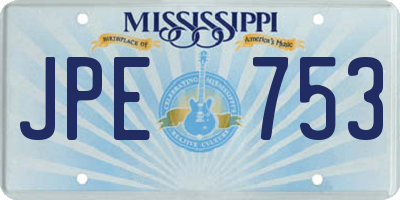 MS license plate JPE753