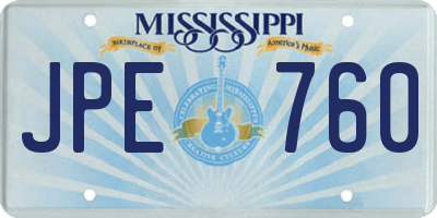 MS license plate JPE760