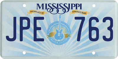 MS license plate JPE763