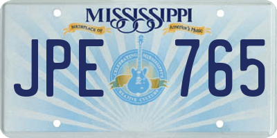 MS license plate JPE765