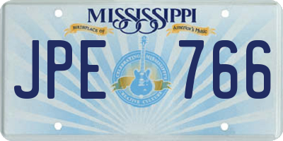 MS license plate JPE766