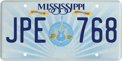 MS license plate JPE768