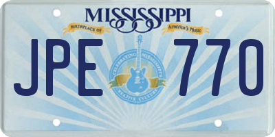 MS license plate JPE770