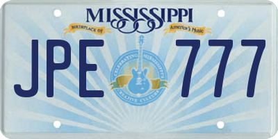 MS license plate JPE777