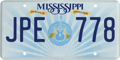 MS license plate JPE778