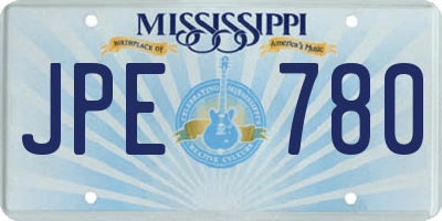 MS license plate JPE780