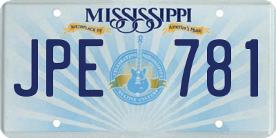 MS license plate JPE781