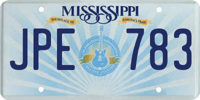 MS license plate JPE783
