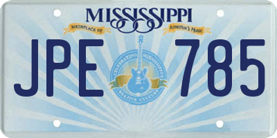 MS license plate JPE785
