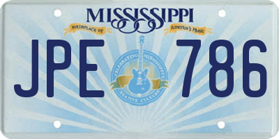 MS license plate JPE786