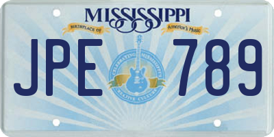 MS license plate JPE789