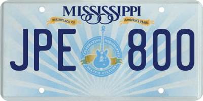 MS license plate JPE800