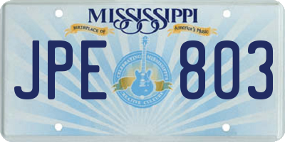 MS license plate JPE803