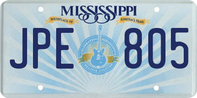 MS license plate JPE805