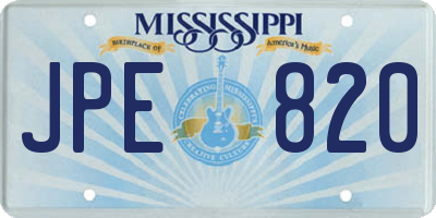 MS license plate JPE820