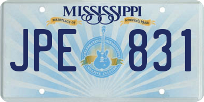 MS license plate JPE831