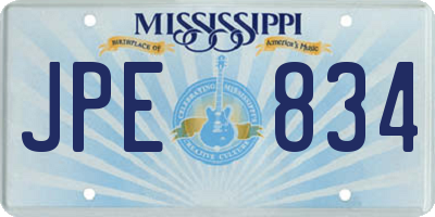 MS license plate JPE834