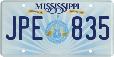 MS license plate JPE835