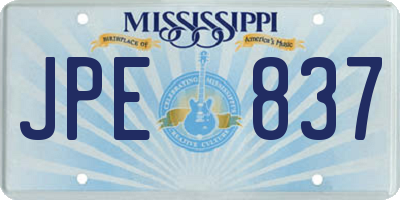 MS license plate JPE837