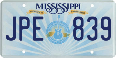 MS license plate JPE839