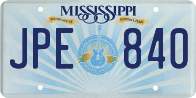 MS license plate JPE840