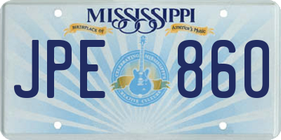 MS license plate JPE860