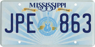 MS license plate JPE863
