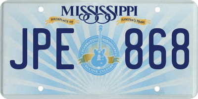 MS license plate JPE868