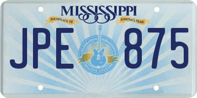 MS license plate JPE875