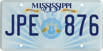 MS license plate JPE876