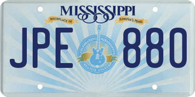 MS license plate JPE880