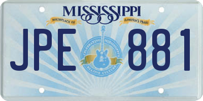 MS license plate JPE881