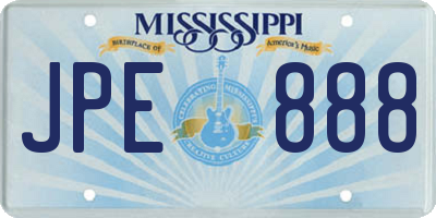 MS license plate JPE888