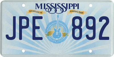 MS license plate JPE892
